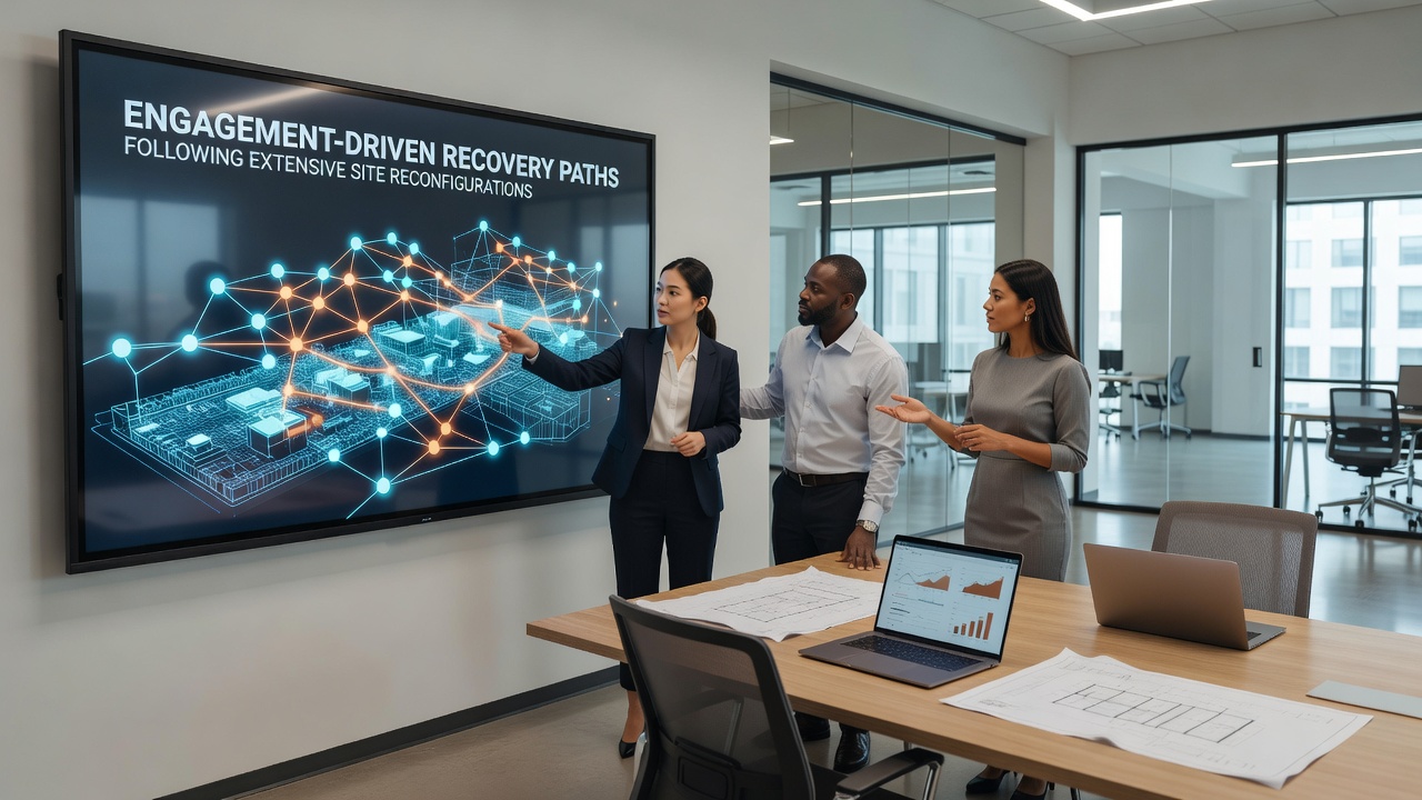 Analytics interface displaying recovery trends in user engagement post-reconfiguration